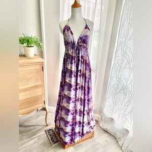 Bocawear Purple Tropical Floral Maxi Dress- Size Medium